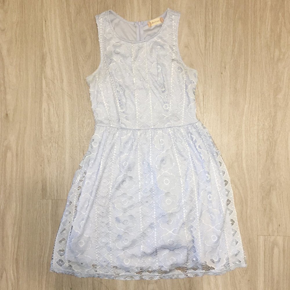 Altar'd State Dusty Blue Lace Fit and Flare Dress - Picture 4 of 6